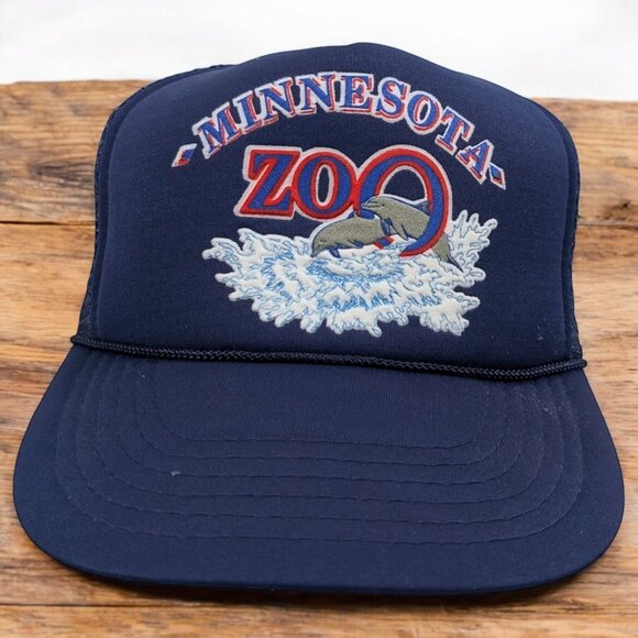 Vintage Minnesota MN Zoo Dolphin‎ Hat Mesh Rope Snapback Blue OSFM - Picture 1 of 11